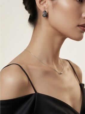 Natural Agate Black Gray SS925 Earrings Artesian Handmade